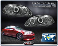 Clearglas Angel Eyes with LED in chrome 2 pcs