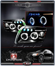 Klarglas framlysen Svarta Angel Eyes + dioder 2st