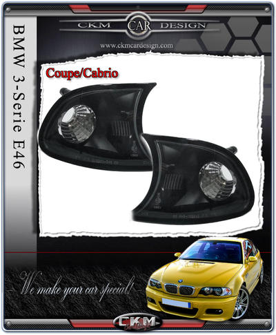 BMW - 3-serie - E46 98-06 - klarglas blinkers 2st coupe/Cabrio 01-03  svart V2